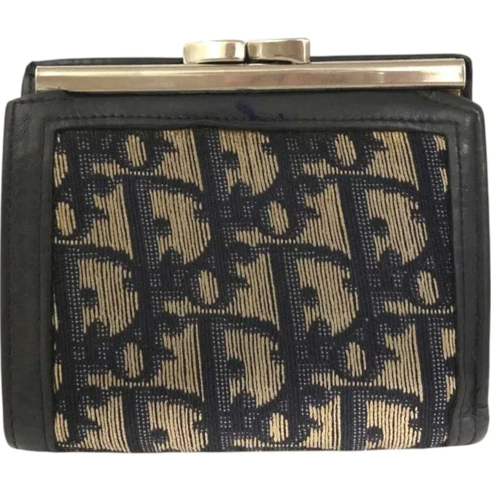 (L1) Authentic Christian Dior Wallet Oblique Trotter Beige PVC Luxury Vintage De